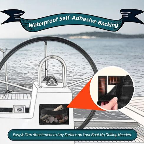 Boat 10 * 7" Self-Adhesive Mesh Bag, High Capacity Elastic Mesh Pouch Holder Framed Net Organizer Pocket for Boat Car Fishing Storage in Saudi Arabia