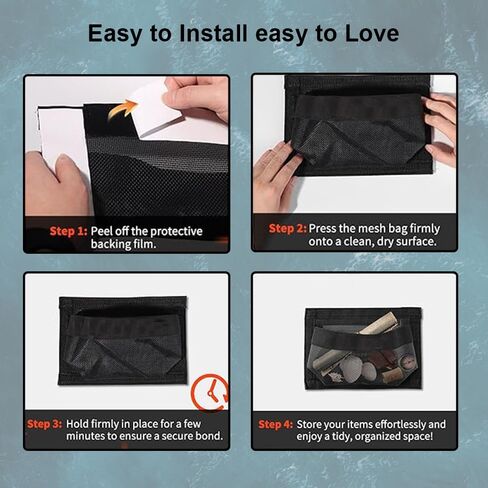 Boat 10 * 7" Self-Adhesive Mesh Bag, High Capacity Elastic Mesh Pouch Holder Framed Net Organizer Pocket for Boat Car Fishing Storage in Saudi Arabia