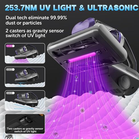 Colesy Mattress Vacuum, 16Kpa Suction Mattress Vacuum Cleaner with UV & Ultrasonic, High Heating Handheld Bed Vacuum, 500W Powerful Bed Vacuum Cleaner with Double Cup for Dust & Pet Hair in Saudi Arabia
