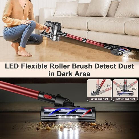 مكنسة مكسورة لاسلكية ، فراغ عصا قوي 45 كيلو بايت مع 50 دقيقة وقت تشغيل ، LED شاشة الفراغ مع بطارية قابلة لإعادة الشحن ، والمنظفات الفراغ للمنزل لسجاد الأرضيات الصلبة ، وشعر الحيوانات الأليفة in Kuwait