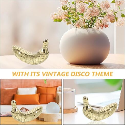 IMIKEYA Banana Disco Ball Disco Ball Banana Decor, Mirror Fruit Shape Reflective Glitter Light Dj Dance Decorative Stage Lighting for Cake Topper Bachelor Party Favor Golden in Saudi Arabia