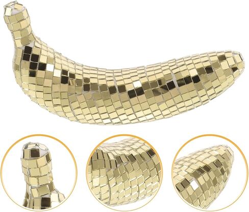 IMIKEYA Banana Disco Ball Disco Ball Banana Decor, Mirror Fruit Shape Reflective Glitter Light Dj Dance Decorative Stage Lighting for Cake Topper Bachelor Party Favor Golden in Saudi Arabia