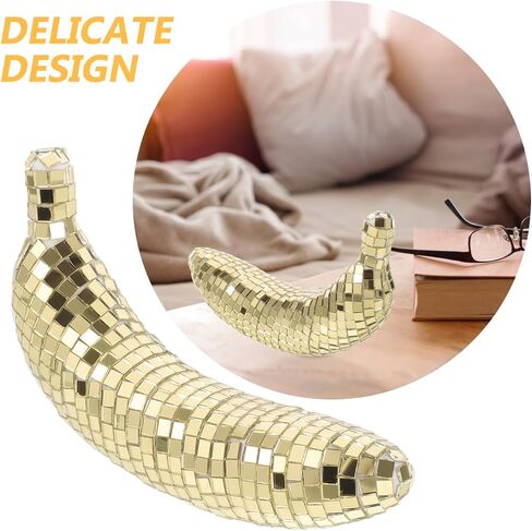 IMIKEYA Banana Disco Ball Disco Ball Banana Decor, Mirror Fruit Shape Reflective Glitter Light Dj Dance Decorative Stage Lighting for Cake Topper Bachelor Party Favor Golden in Saudi Arabia