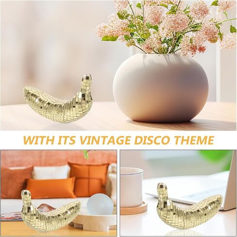 IMIKEYA Banana Disco Ball Disco Ball Banana Decor, Mirror Fruit Shape Reflective Glitter Light Dj Dance Decorative Stage Lighting for Cake Topper Bachelor Party Favor Golden in Saudi Arabia