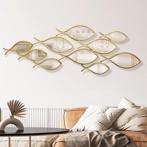 BECHAEO 3D كبير الجدار المعدني جدار ديكور لغرفة المعيشة 40 "x19" لهجات جدار جدار الجدار الحديثة منحوتات الجدار الشنق in Kuwait