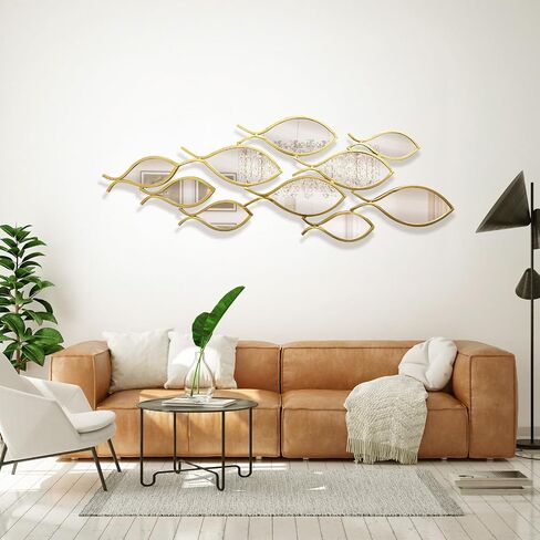 BECHAEO 3D كبير الجدار المعدني جدار ديكور لغرفة المعيشة 40 "x19" لهجات جدار جدار الجدار الحديثة منحوتات الجدار الشنق in Kuwait