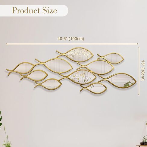 BECHAEO 3D كبير الجدار المعدني جدار ديكور لغرفة المعيشة 40 "x19" لهجات جدار جدار الجدار الحديثة منحوتات الجدار الشنق in Kuwait