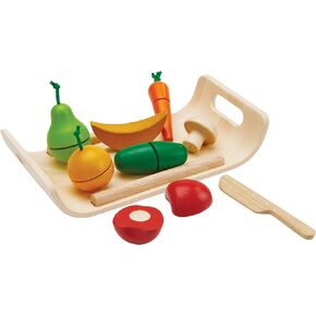 PlanToys 7 Piece Assorted Vegetable Food Playset (3601) | Sustainably Made from Rubberwood and Non-Toxic Paints and Dyes | Eco-Friendly PlanWood in Kuwait
