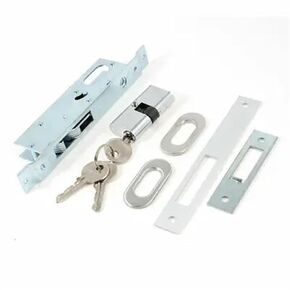Metal Sliding Door Hook Lock Deadbolt 23mm 0.91inch Backset with Keys 1Pcs in Saudi Arabia