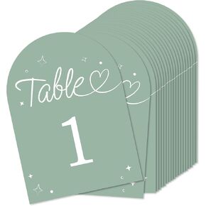 Big Dot of Happiness Wedding Hearts Sage Green Table Numbers, Engagement and Anniversary Party Decor, Wedding Centerpieces, Double-Sided 5 x 7 inches Cards, Table Numbers - 1-20 in Saudi Arabia