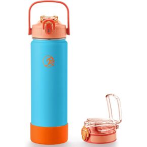 GOSWAG 24 oz Insulated Stainless Steel Water Bottle, Sports Water Bottle with Straw/No Straw Options, 2 Lids, Handle, Silicone Boot for School and Travel, Double-Wall Vacuum Insulation in Saudi Arabia