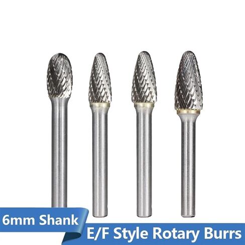 Rotary Files 6mm Shank Double Cut Rotary Burrs E/F Style Carbide Burrs for Dremel Rotary Tool Wood Milling Hand Tool 1Pcs(F Type20x10mm) in Saudi Arabia