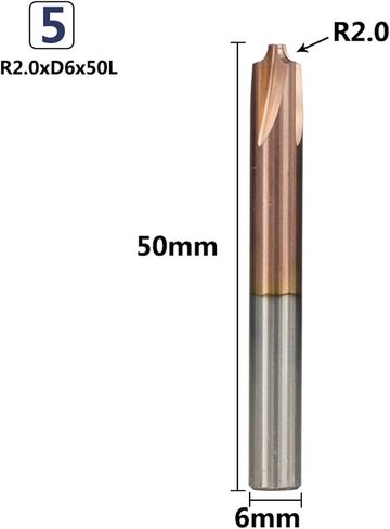زاوية حول نهاية كربيد المغلفة R0.5-R5.0 جهاز التوجيه الآلي بت 1pcs (R2.5xd6x50l) in Kuwait