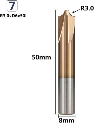 زاوية حول نهاية كربيد المغلفة R0.5-R5.0 جهاز التوجيه الآلي بت 1pcs (R2.5xd6x50l) in Kuwait