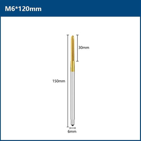 المسمار الحنفية الحفر M2-M12 النقر مباشرة الناي الناي 90-150 طول قابس الماكينة متري النقر لأدوات ترابط المسمار المعدني 1pcs (M8x1x100) in Saudi Arabia