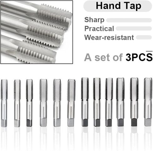 Machine Thread Screw Taps M2-M24 Straight Fluted Screw Thread Tap Metric Plug Hand Taps Drill Bit Set Hand Tools 3Pcs(3pcs M10x1.5) in Saudi Arabia
