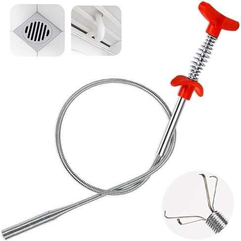 Drain Hair Clog Remover Tool – 24 Inch Flexible Steel Drain Cleaning Claw for Shower, Sink, Tub, Bathroom and Kitchen – Easy Hair Grabber for Clogged Drains, Plungers for Clearing Blocked Drains in Kuwait