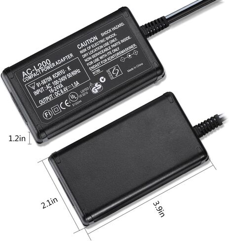 AC-L200C AC Adapter Charger Compatible Sony DCR-SX44, DCR-SR42, DCR-SR45, DCR-SR47, DCR-SR68, DCR-DVD105, DCR-DVD108, DCR-DVD308 Handycam Camcorder in Kuwait