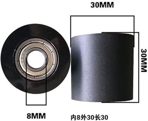 Black Bearing Rubber Wheel Diameter 30mm Height 30mm Driven Pulley Mute Guide Wheel 1Pcs(Hole 10mm) in Saudi Arabia