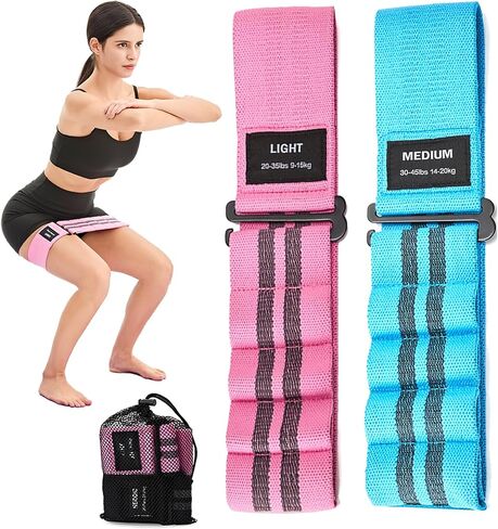Adjustable Fabric Resistance Bands for Squats, Glutes & Legs – 5 Levels of Customizable Size, Width & Tension, Non-Slip Booty Bands for Men and Women, Pilates & Yoga Workouts(Medium) in Saudi Arabia