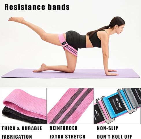 Adjustable Fabric Resistance Bands for Squats, Glutes & Legs – 5 Levels of Customizable Size, Width & Tension, Non-Slip Booty Bands for Men and Women, Pilates & Yoga Workouts(Medium) in Saudi Arabia