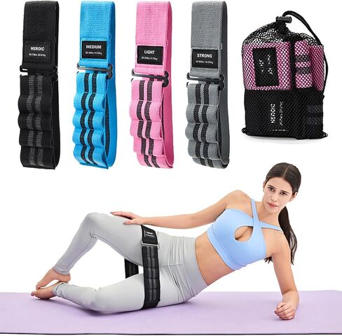 Adjustable Fabric Resistance Bands for Squats, Glutes & Legs – 5 Levels of Customizable Size, Width & Tension, Non-Slip Booty Bands for Men and Women, Pilates & Yoga Workouts(Medium) in Saudi Arabia