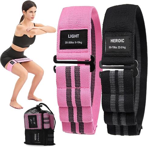 Adjustable Fabric Resistance Bands for Squats, Glutes & Legs – 5 Levels of Customizable Size, Width & Tension, Non-Slip Booty Bands for Men and Women, Pilates & Yoga Workouts(Medium) in Saudi Arabia
