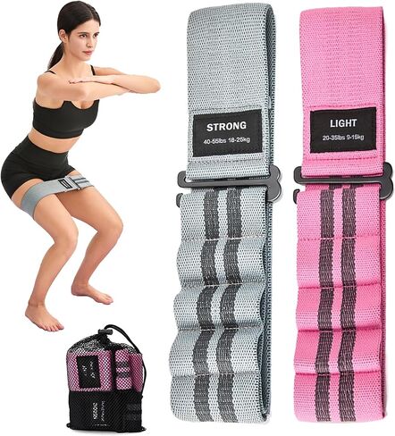 Adjustable Fabric Resistance Bands for Squats, Glutes & Legs – 5 Levels of Customizable Size, Width & Tension, Non-Slip Booty Bands for Men and Women, Pilates & Yoga Workouts(Medium) in Saudi Arabia