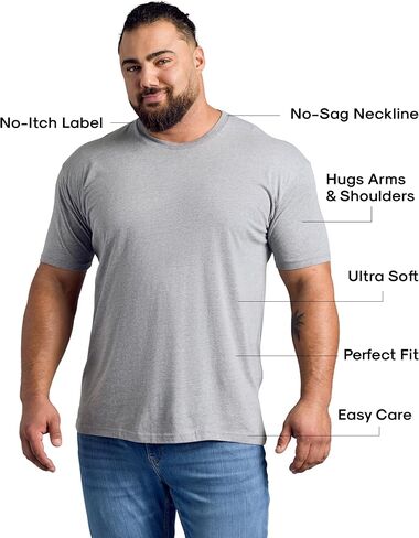 True Classic Mens T-Shirts - Short Sleeve Crew Neck Plain Novelty T Shirt for Men, Pack of 6, Variety, L in Kuwait