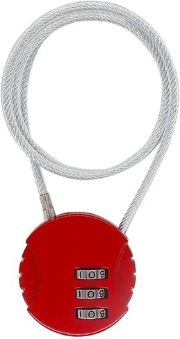 Extended Wire Rope Password Padlock Motorcycle Helmet 3 Digit Combination Lock Zinc Alloy Security Code Lock 1Pcs(Red) in Saudi Arabia