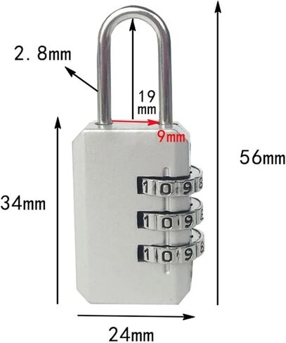 3 Digit Combination Code Lock Mini Portable Backpack Zipper Lock Travel Luggage Padlock Dormitory Cabinet Security Password Lock 1Pcs(Pink) in Saudi Arabia