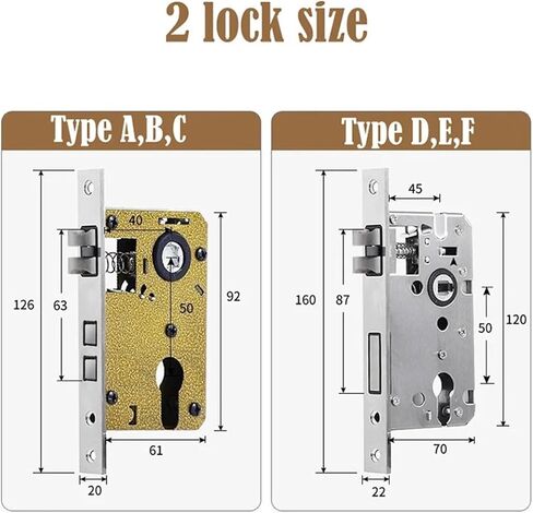 Door Lock with Keys Apartment Room Door Lock Zinc Alloy Black Gate Locks Security Door Hardware 1Pcs(C_50MM) in Saudi Arabia