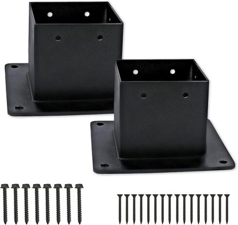2 Pack 4x4 Post Base ، حجم داخلي 3.5 "× 3.5" ، المعادن الثقيلة للسطح ، السياج ، العريشة والشرفة ، أقواس ما بعد المسحوق الأسود المطلي بالمسحوق الأسود in Saudi Arabia