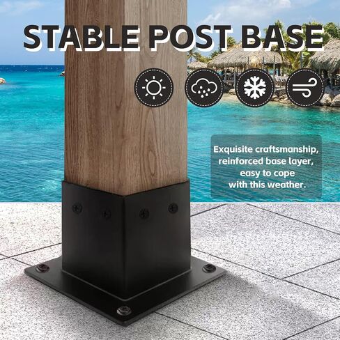 2 Pack 4x4 Post Base ، حجم داخلي 3.5 "× 3.5" ، المعادن الثقيلة للسطح ، السياج ، العريشة والشرفة ، أقواس ما بعد المسحوق الأسود المطلي بالمسحوق الأسود in Saudi Arabia
