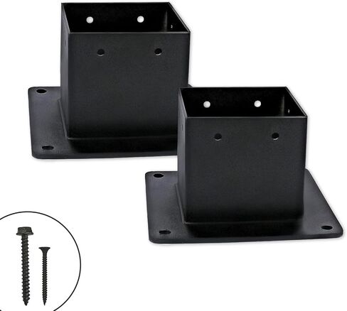 2 Pack 4x4 Post Base ، حجم داخلي 3.5 "× 3.5" ، المعادن الثقيلة للسطح ، السياج ، العريشة والشرفة ، أقواس ما بعد المسحوق الأسود المطلي بالمسحوق الأسود in Saudi Arabia