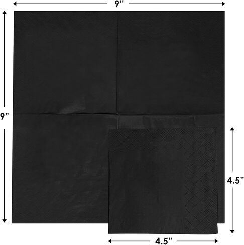 1100 Pack Cocktail Napkins Paper - جودة مناديل أسود سوداء من 3 طبقات - مطعم ، حدث ، مناديل بار - منديل حلوى مثالي - منديل بالمنديل - المناديل الزفاف الأنيقة يمكن التخلص منها in Saudi Arabia