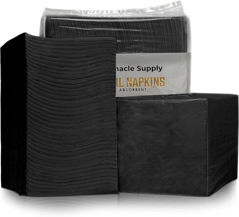 1100 Pack Cocktail Napkins Paper - جودة مناديل أسود سوداء من 3 طبقات - مطعم ، حدث ، مناديل بار - منديل حلوى مثالي - منديل بالمنديل - المناديل الزفاف الأنيقة يمكن التخلص منها in Saudi Arabia
