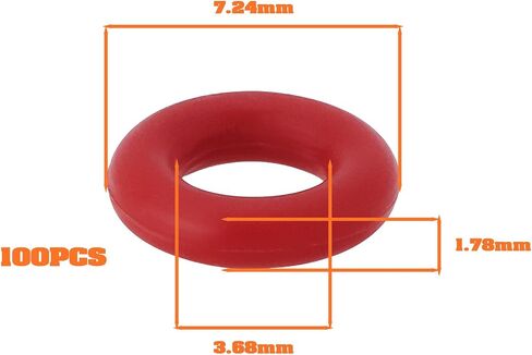 Sing F Ltd 100pcs السيليكون O-Ring VMQ Part Part Rings Gasket 7.24mm OD 3.68mm ID 1.78mm عرض مناسب للهيدروليكات وختم الهوائيات الأحمر in Saudi Arabia