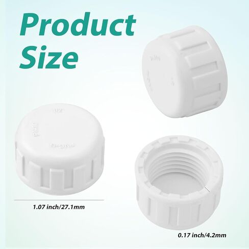 12pcs 1/2 بوصة pvc pipe end end end thread cap cap ledapters ، pvc cap for plumbing diy provessions repair and rivrection systems ، bspt connection (White) in Saudi Arabia