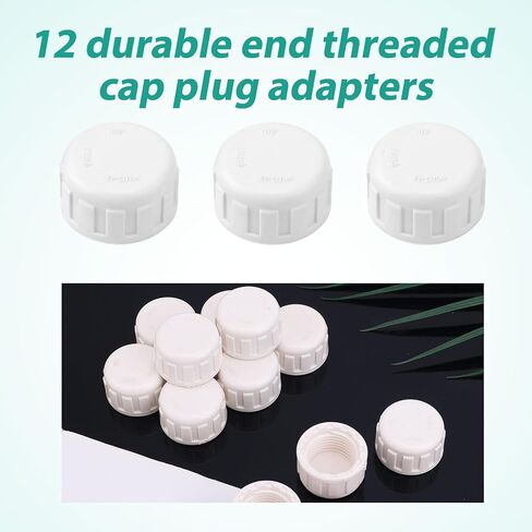 12pcs 1/2 بوصة pvc pipe end end end thread cap cap ledapters ، pvc cap for plumbing diy provessions repair and rivrection systems ، bspt connection (White) in Saudi Arabia