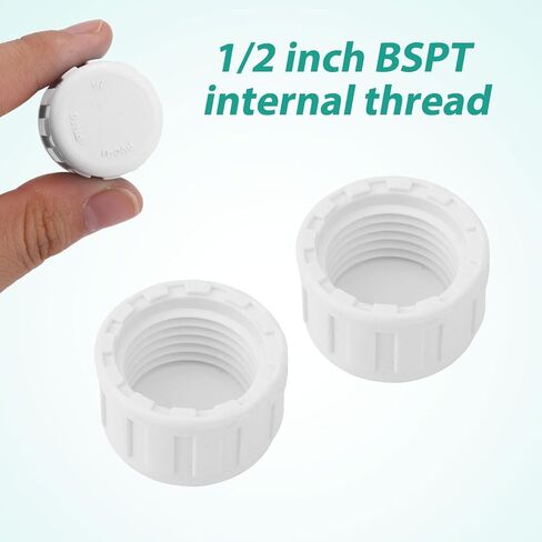 12pcs 1/2 بوصة pvc pipe end end end thread cap cap ledapters ، pvc cap for plumbing diy provessions repair and rivrection systems ، bspt connection (White) in Saudi Arabia