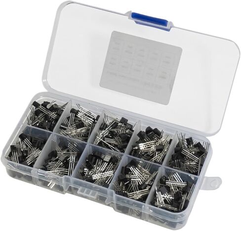 مربع Triode Kit to-92 حزمة العناصر ترانزستور مجموعة العناصر صندوق 10 أنواع ، 500 في المجموع in Saudi Arabia