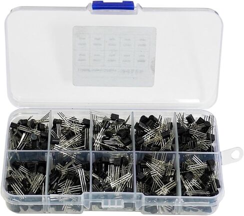 مربع Triode Kit to-92 حزمة العناصر ترانزستور مجموعة العناصر صندوق 10 أنواع ، 500 في المجموع in Saudi Arabia