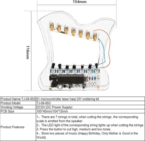 DIY Laser Harp Electronic Kit 51 Microcontroller القيثارة الإلكترونية لمشروع لحام التصنيع الإلكتروني in Saudi Arabia