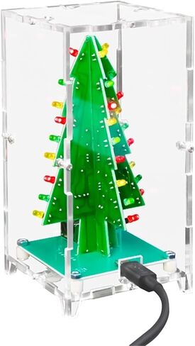 اللون ثلاثي الأبعاد شجرة عيد الميلاد LED LED Water Light Flash Gift Welding Electronic Training Circuit لوحة إنتاج DIY (3 ألوان مع قذيفة) in Saudi Arabia