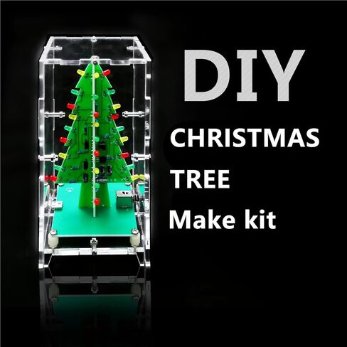 اللون ثلاثي الأبعاد شجرة عيد الميلاد LED LED Water Light Flash Gift Welding Electronic Training Circuit لوحة إنتاج DIY (3 ألوان مع قذيفة) in Saudi Arabia