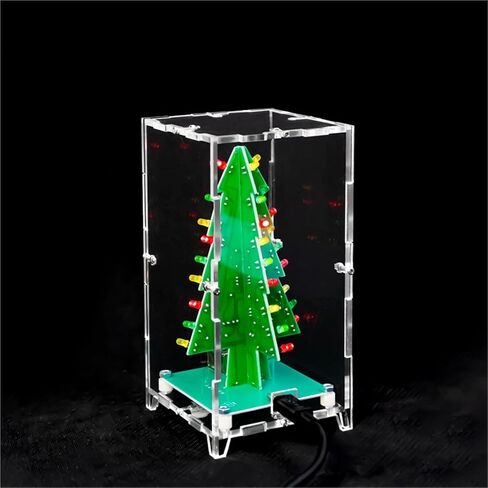 اللون ثلاثي الأبعاد شجرة عيد الميلاد LED LED Water Light Flash Gift Welding Electronic Training Circuit لوحة إنتاج DIY (3 ألوان مع قذيفة) in Saudi Arabia