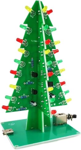 اللون ثلاثي الأبعاد شجرة عيد الميلاد LED LED Water Light Flash Gift Welding Electronic Training Circuit لوحة إنتاج DIY (3 ألوان مع قذيفة) in Saudi Arabia