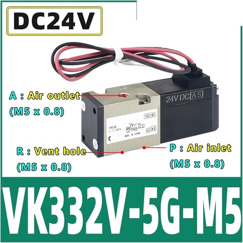 1PCS VK332 ثنائية الموضعين ثلاثية الملف اللولبي الصمام DC24V VK332-5G-M5 VK332V-5G-01 (VK332V-5G-M5) in Kuwait