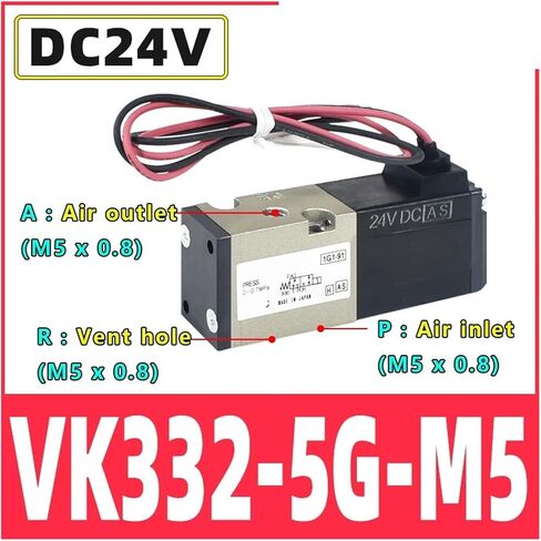 1PCS VK332 ثنائية الموضعين ثلاثية الملف اللولبي الصمام DC24V VK332-5G-M5 VK332V-5G-01 (VK332V-5G-M5) in Kuwait